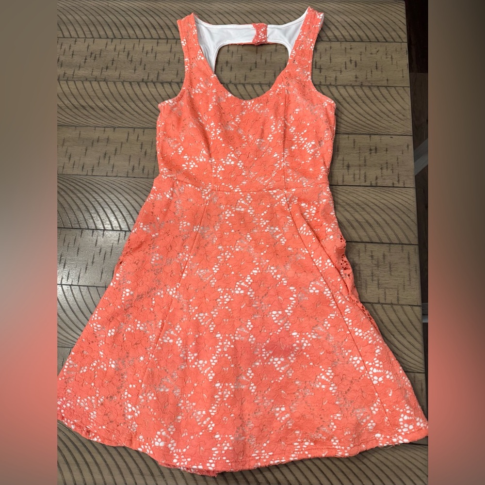 Coral Lace A-Line Dress